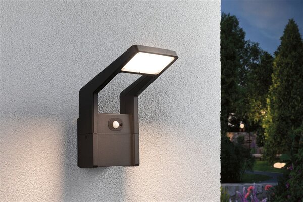 P 94859 LED venkovní nástěnné svítidlo Juntea pohybové čidlo IP44 140x217mm 3000K 11W 230V antracit hliník - PAULMANN