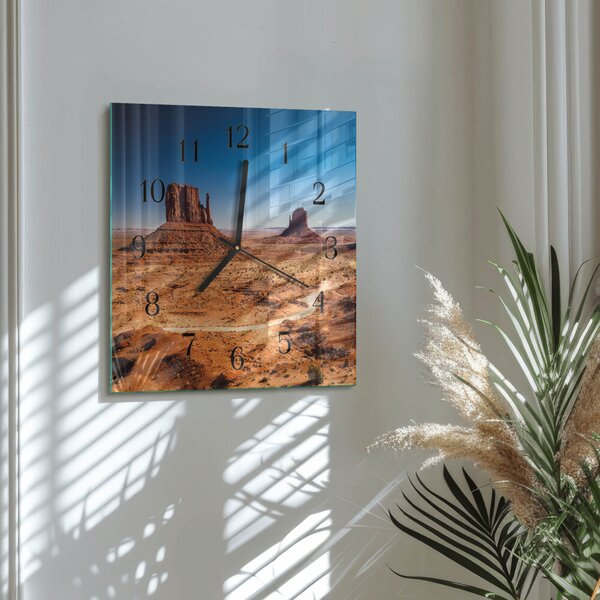 Skleněné hodiny na stěnu Poušť zskc-30x30-00176222