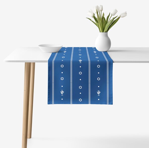 Goldea běhoun na stůl 100% bavlněné plátno - na mú dušu na modré 20x120 cm