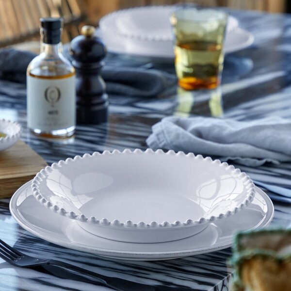Bílý kameninový talíř na polévku Costa Nova Pearl, ⌀ 24 cm