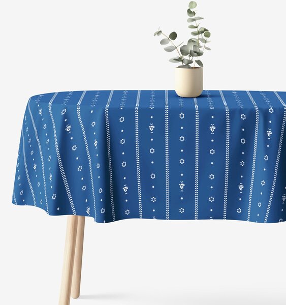 Goldea oválný ubrus 100% bavlněné plátno - na mú dušu na modré 140 x 240 cm