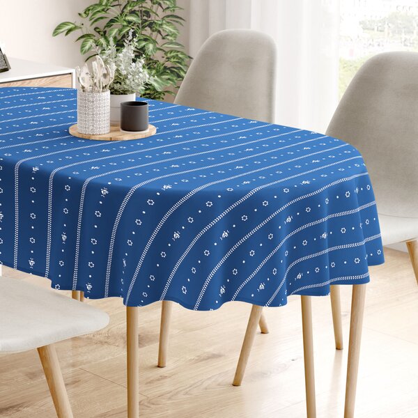 Goldea oválný ubrus 100% bavlněné plátno - na mú dušu na modré 140 x 240 cm