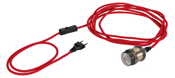 Paulmann 79770 Eldar, červený textilní kabel s vypínačem a objímkou 1xE27, délka 5m