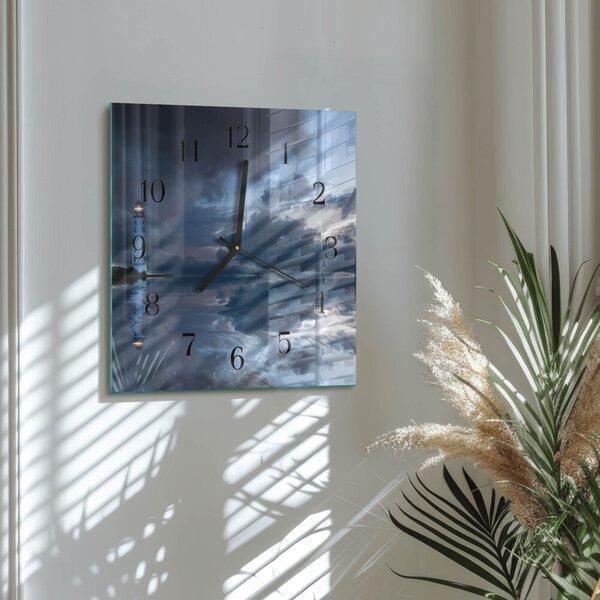 Skleněné hodiny na stěnu Maják zskc-30x30-00176260