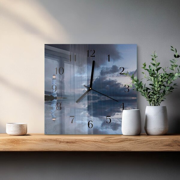 Skleněné hodiny na stěnu Maják zskc-30x30-00176260