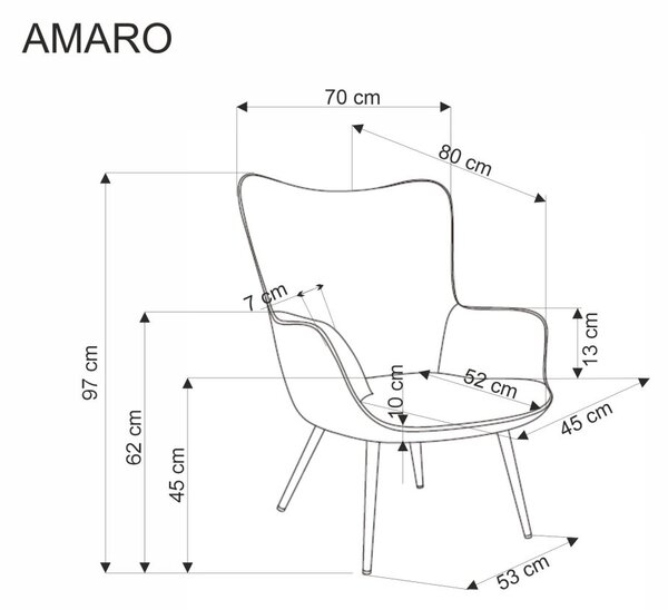 Halmar Křeslo AMARO šedé