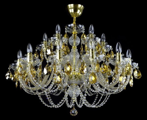 WRANOVSKY 18-ti ramenný žlutý křišťálový lustr s křišťálovými ověsy v barvě citrínu W166182330-OC-yellow