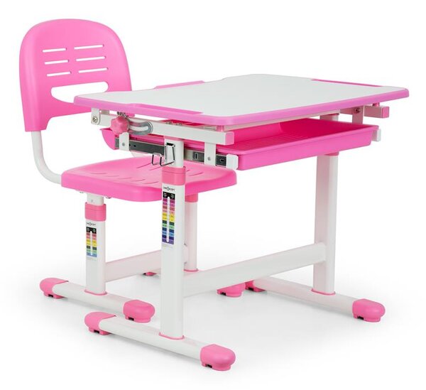 OneConcept Tommi dětský psací stůl, dvoudílná sada, stůl, židle, výškově nastavitelné