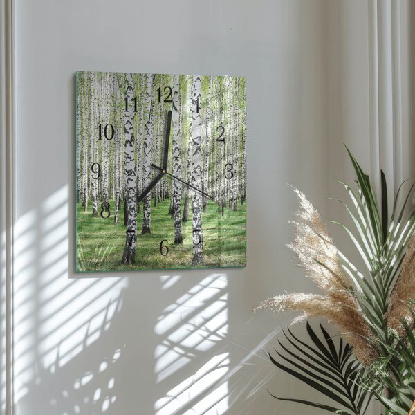 Skleněné hodiny na stěnu Bříza zskc-30x30-00176276