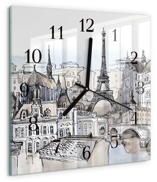 Skleněné hodiny na stěnu Památky zskc-30x30-00176279