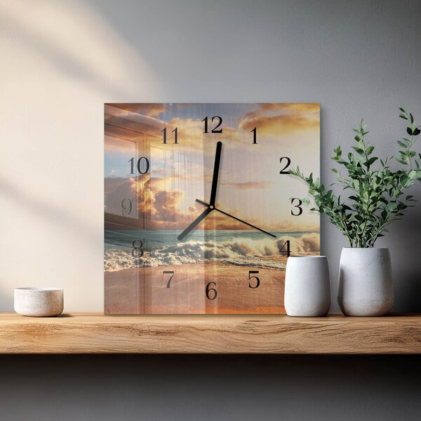 Skleněné hodiny na stěnu Písečné pobřeží zskc-30x30-00176280