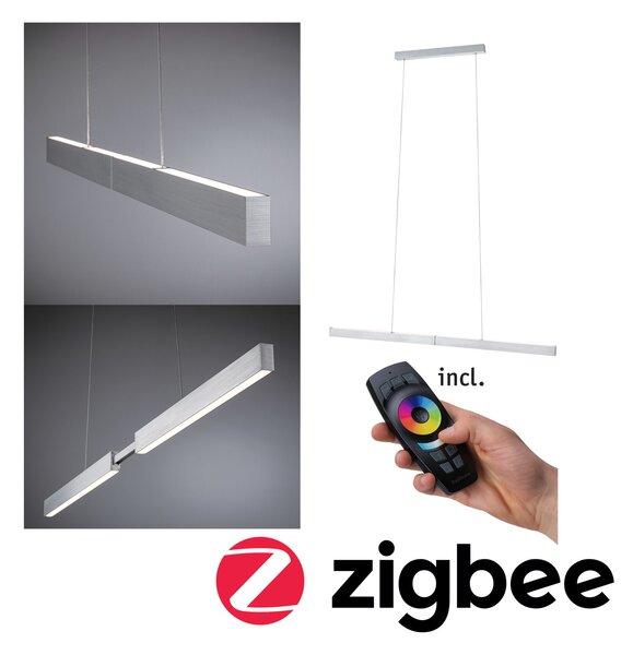 Paulmann 79815 Aptare ZigBee, hliníkové závěsné svítidlo LED 2x18W 2700K svítí nahoru/dolů, nastavitelná šířka 132-180cm