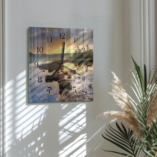 Skleněné hodiny na stěnu Jezero Natura zskc-30x30-00176293
