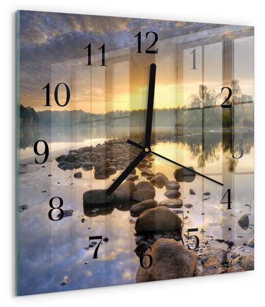 Skleněné hodiny na stěnu Jezero Natura zskc-30x30-00176293