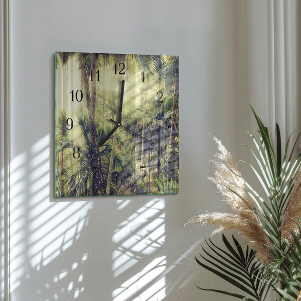 Skleněné hodiny na stěnu Palmy zskc-30x30-00176302