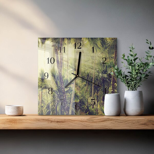 Skleněné hodiny na stěnu Palmy zskc-30x30-00176302