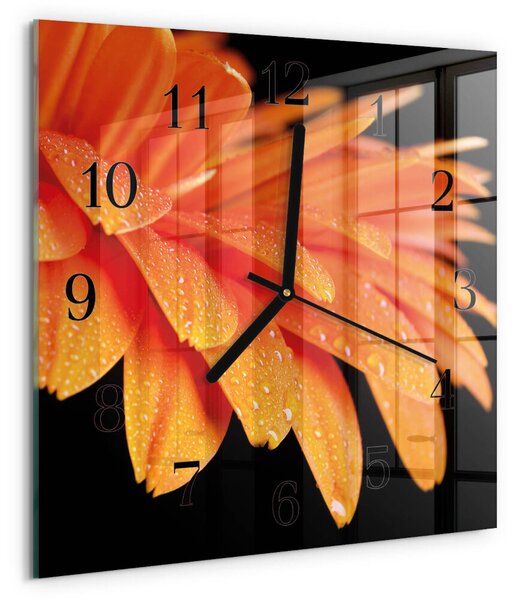 Skleněné hodiny na stěnu Gerbera zskc-30x30-00176314