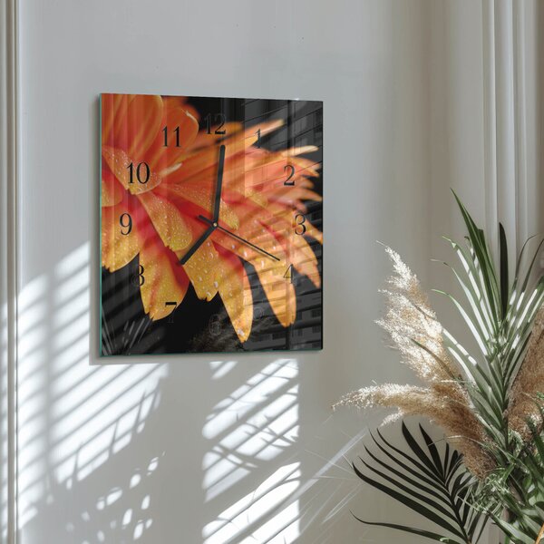 Skleněné hodiny na stěnu Gerbera zskc-30x30-00176314