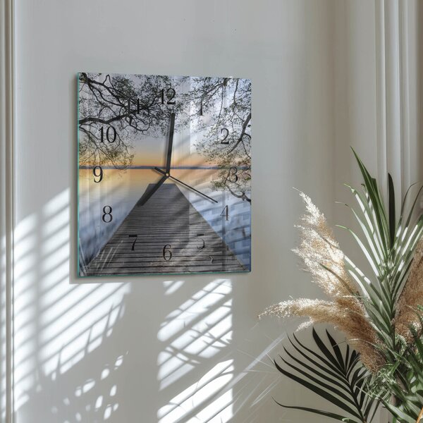 Skleněné hodiny na stěnu Soumrak zskc-30x30-00176323
