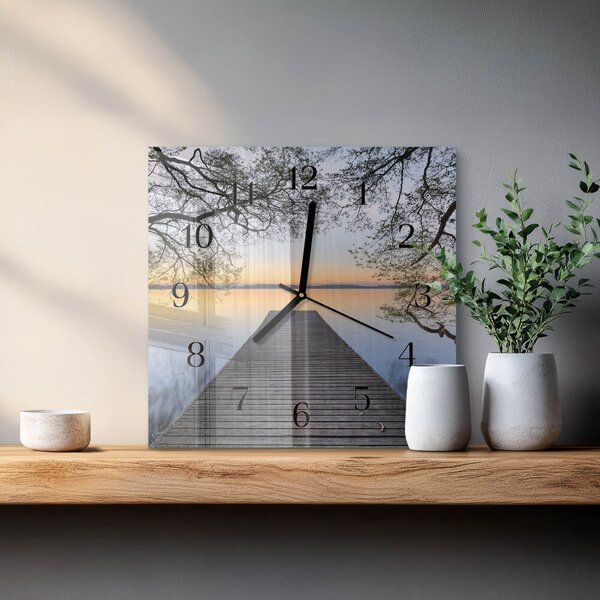 Skleněné hodiny na stěnu Soumrak zskc-30x30-00176323