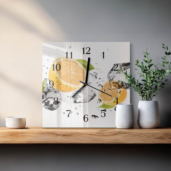 Skleněné hodiny na stěnu Citronová zskc-30x30-00176350