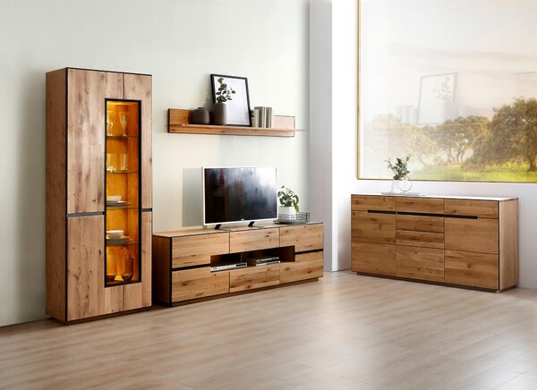 KOMODA POD TELEVIZI, divoký dub, antracitová, 181/62/47 cm Linea Natura - Komody z masivu