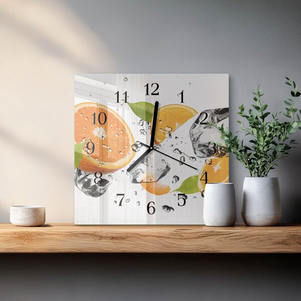Skleněné hodiny na stěnu Pomeranče zskc-30x30-00176352