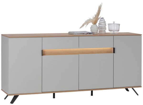ŠIROKÁ KOMODA, sukový dub, barvy dubu, světle šedá, 205,6/80/42 cm Dieter Knoll - Šuplíkové komody