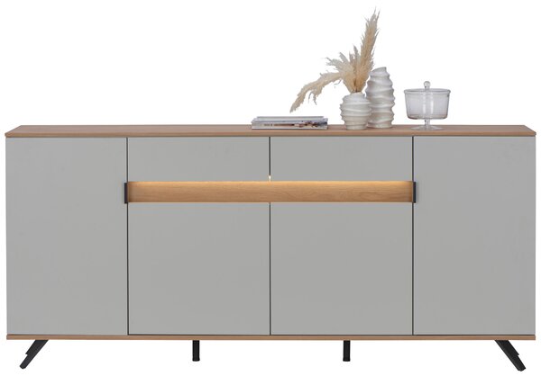 ŠIROKÁ KOMODA, sukový dub, barvy dubu, světle šedá, 205,6/80/42 cm Dieter Knoll - Šuplíkové komody