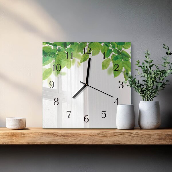 Skleněné hodiny na stěnu Listy zskc-30x30-00176361