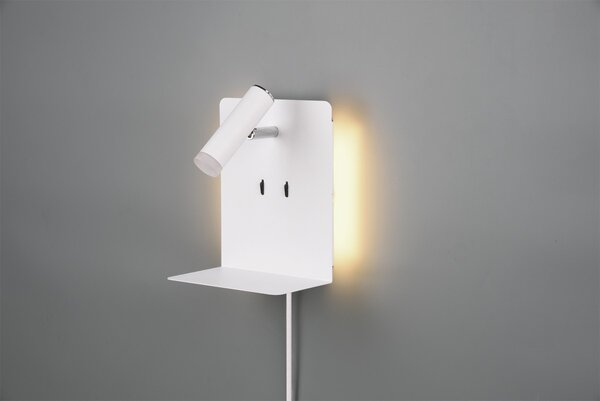 Trio 222570231 LED nástěnné svítidlo Element 1x3W+2x1,5W | SMD | 240lm+240lm | 3000K - USB, nabíjecí stanice, bílá