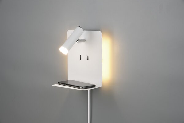 Trio 222570231 LED nástěnné svítidlo Element 1x3W+2x1,5W | SMD | 240lm+240lm | 3000K - USB, nabíjecí stanice, bílá