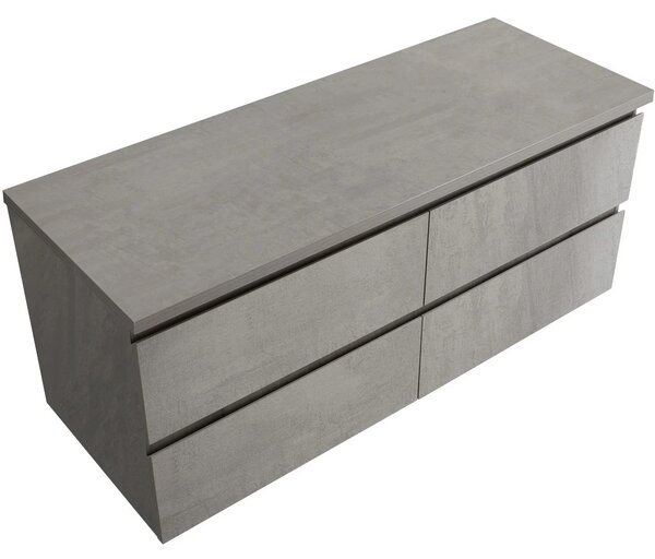 Koupelnová skříňka Carole + deska pod umyvadlo Navira Pro - 36 mm - betonově šedá - 140x51,6x46 cm