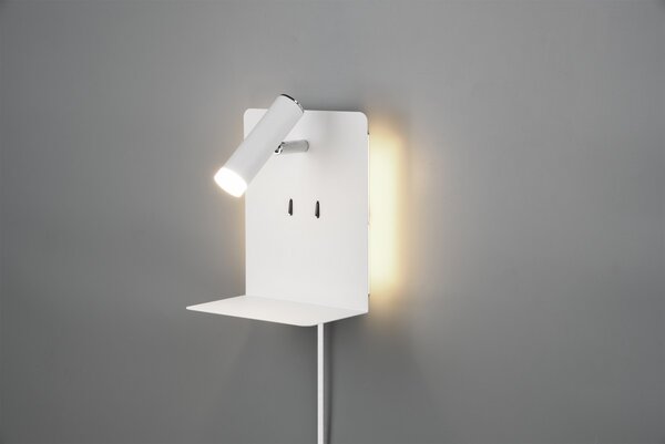 Trio 222570231 LED nástěnné svítidlo Element 1x3W+2x1,5W | SMD | 240lm+240lm | 3000K - USB, nabíjecí stanice, bílá