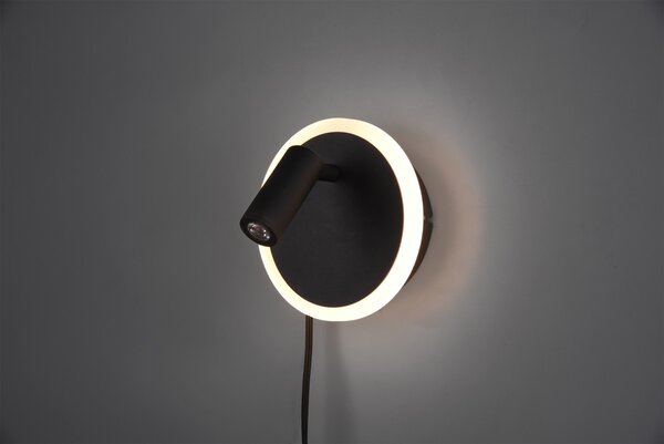 Trio 229210232 LED nástěnné svítidlo Jordan 1x5W+1x2W | 550lm-200lm | 3000K - černá