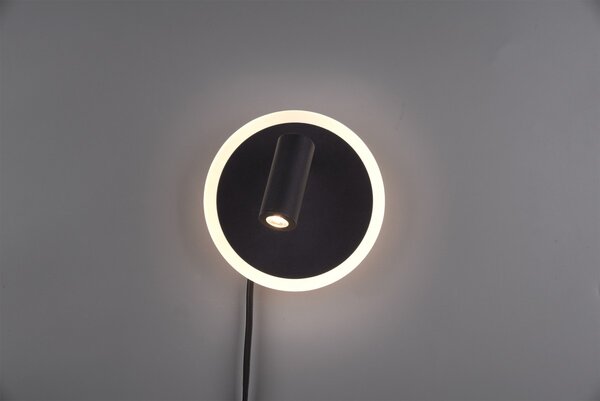 Trio 229210232 LED nástěnné svítidlo Jordan 1x5W+1x2W | 550lm-200lm | 3000K - černá