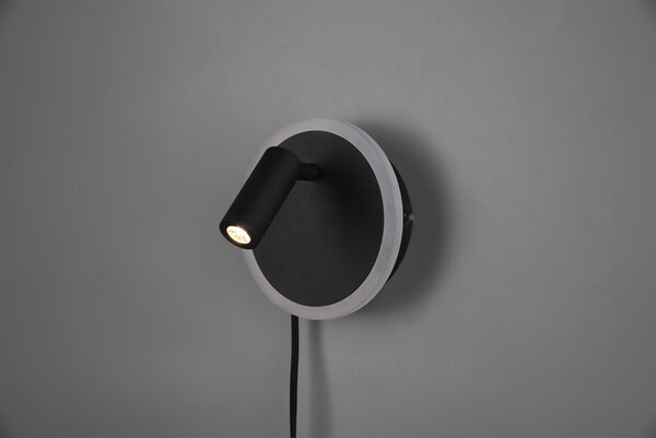 Trio 229210232 LED nástěnné svítidlo Jordan 1x5W+1x2W | 550lm-200lm | 3000K - černá