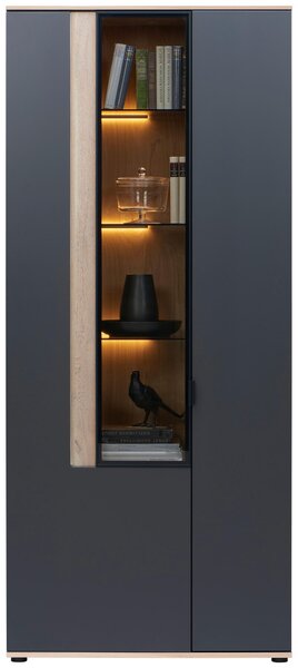 VITRÍNA, antracitová, barvy dubu, 93,2/213,1/42 cm Dieter Knoll - Kredence a vitríny
