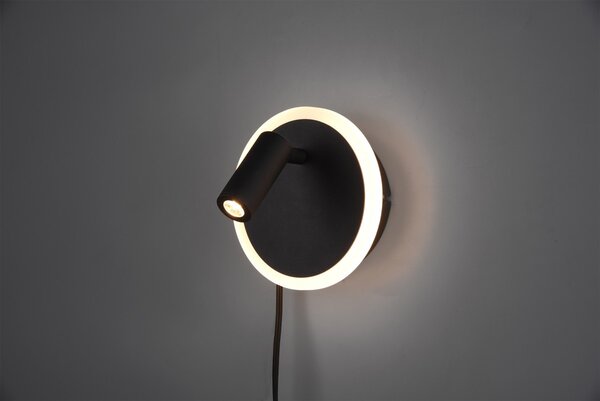 Trio 229210232 LED nástěnné svítidlo Jordan 1x5W+1x2W | 550lm-200lm | 3000K - černá