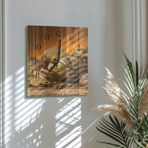 Skleněné hodiny na stěnu Chléb zskc-30x30-00176377