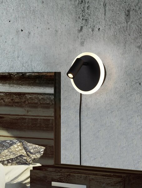 Trio 229210232 LED nástěnné svítidlo Jordan 1x5W+1x2W | 550lm-200lm | 3000K - černá