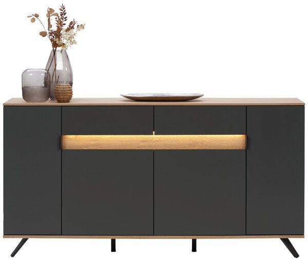 ŠIROKÁ KOMODA, antracitová, barvy dubu, 180,6/82/42 cm Dieter Knoll - Šuplíkové komody
