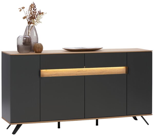 ŠIROKÁ KOMODA, antracitová, barvy dubu, 180,6/82/42 cm Dieter Knoll - Šuplíkové komody