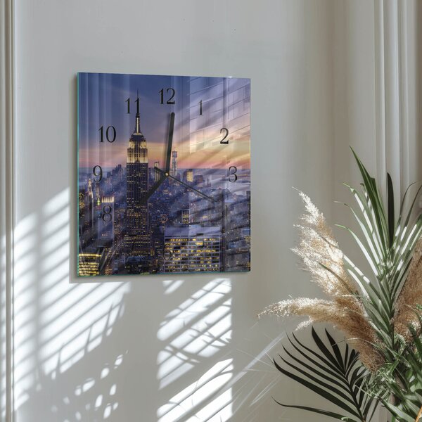 Skleněné hodiny na stěnu Město zskc-30x30-00176379