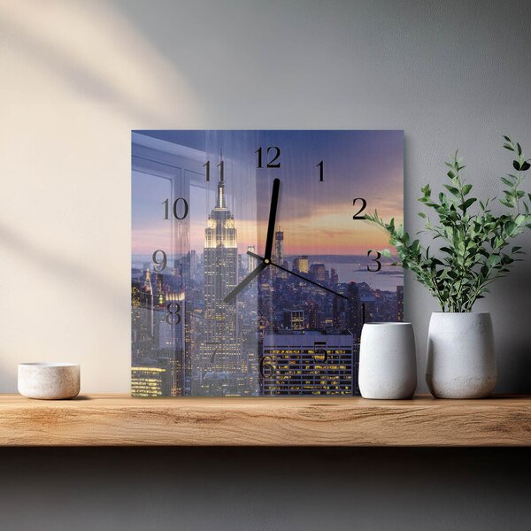 Skleněné hodiny na stěnu Město zskc-30x30-00176379
