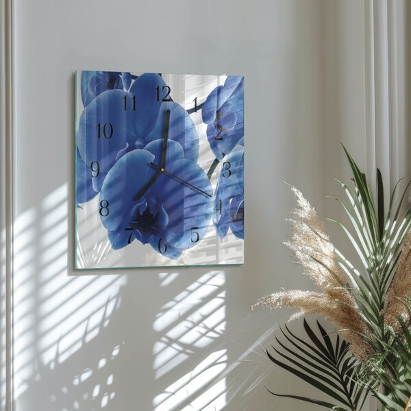 Skleněné hodiny na stěnu Orchidej zskc-30x30-00176383