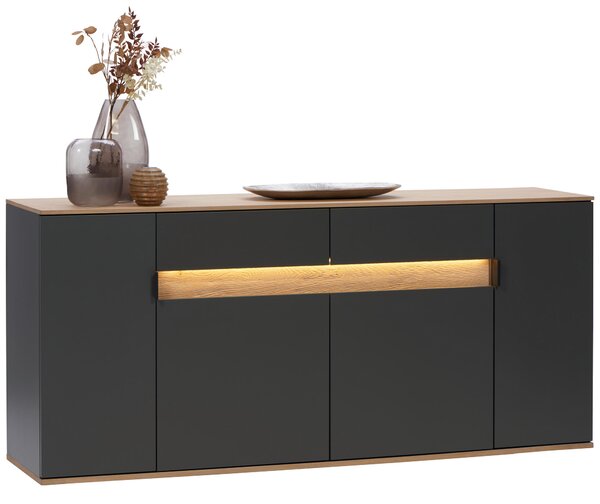 ŠIROKÁ KOMODA, antracitová, barvy dubu, 180,6/82/42 cm Dieter Knoll - Šuplíkové komody
