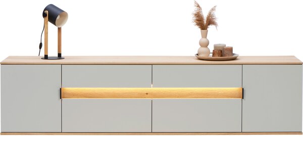 NÍZKÁ KOMODA, sukový dub, barvy dubu, světle šedá, 225,6/54,2/48 cm Dieter Knoll - Komody z masivu