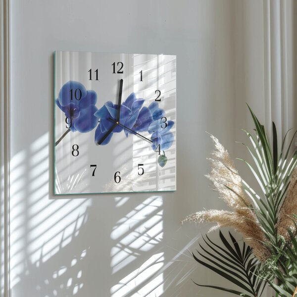Skleněné hodiny na stěnu Orchidej zskc-30x30-00176384