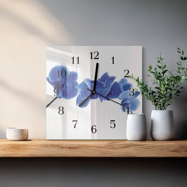 Skleněné hodiny na stěnu Orchidej zskc-30x30-00176384